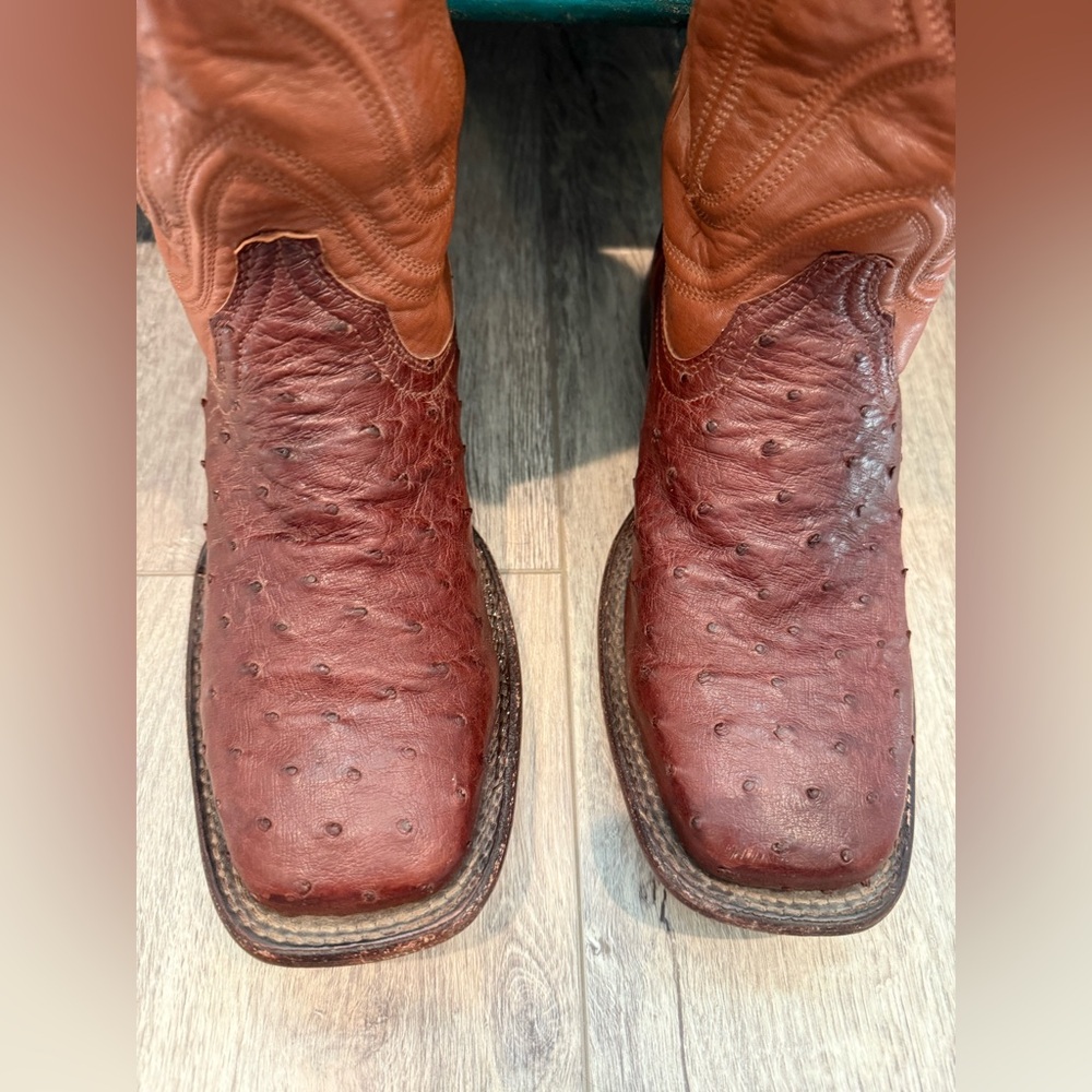 Tecovas THE EMMITT OSTRICH Roper Square toe cowboy boot Sz 9.5 D - Picture 5 of 11